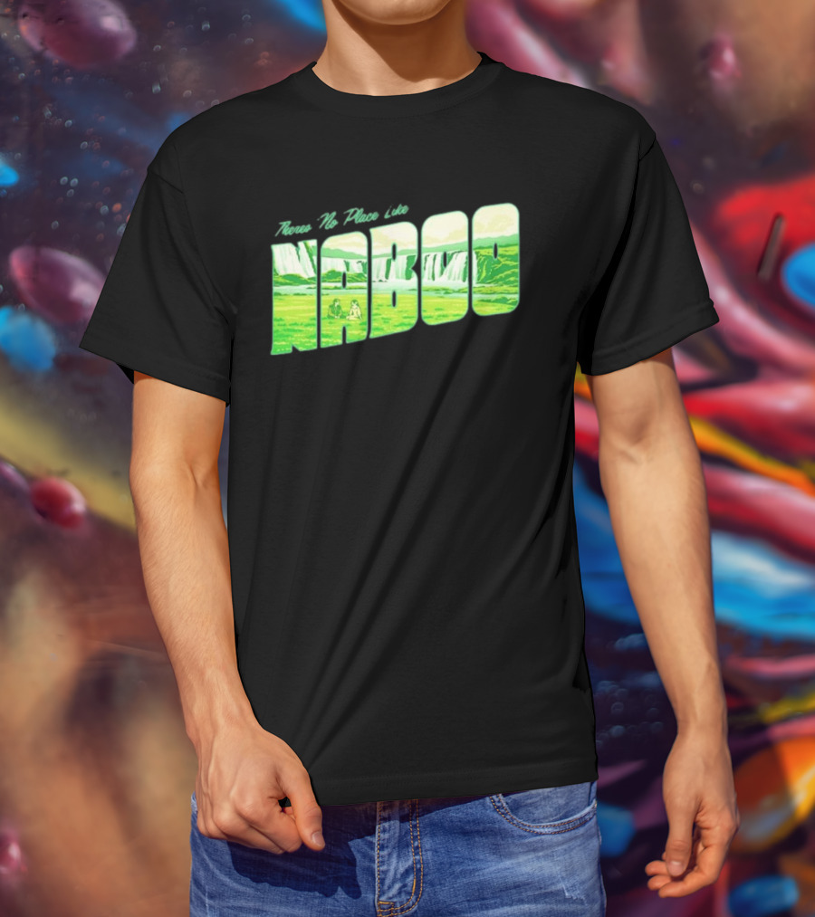 Anakin Skywalker Padme Amidala Star Wars There Is No Place Like Naboo Scenic Waterfalls T-Shirt