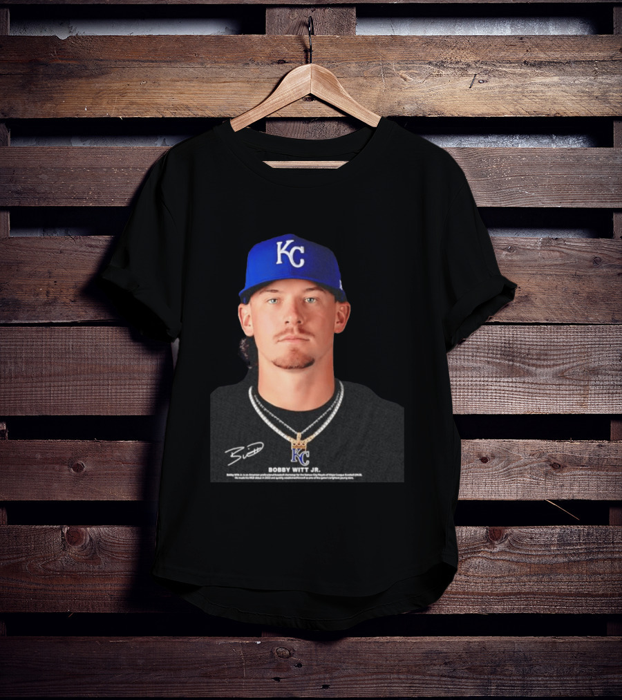 Bobby Witt Jr Kansas City Royals MLB Player Portrait Featuring KC Cap And Signature T-Shirt