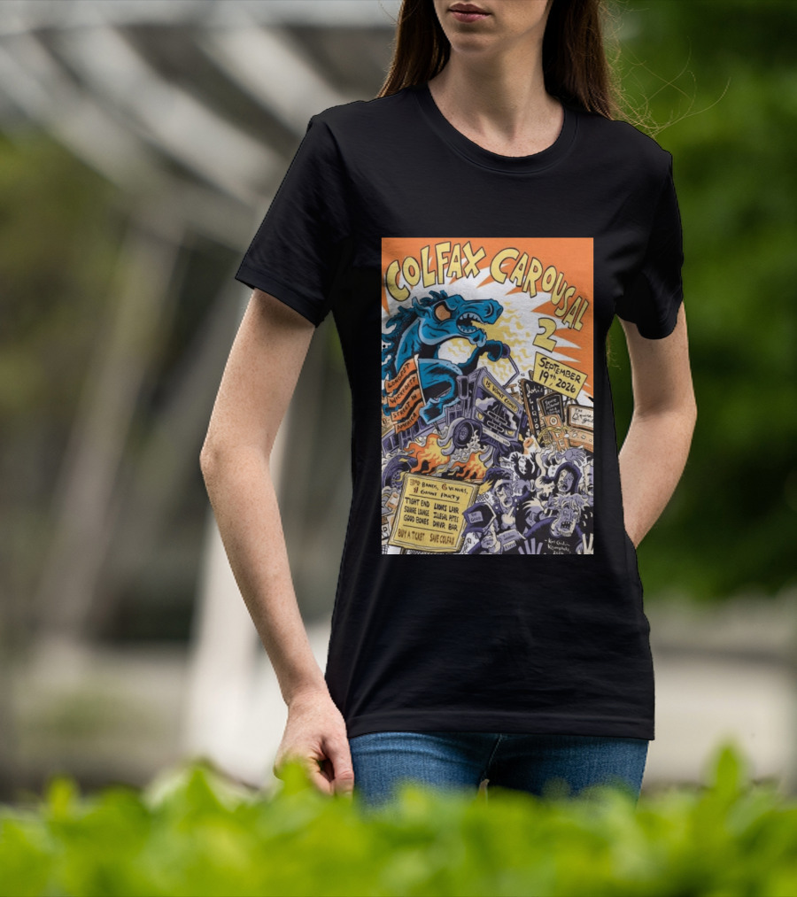 Colfax Carousal 2 Longest Wickedest Street September 19th 2026 Bands Venues Gory Party Denver CO T-Shirt