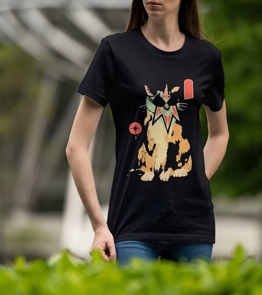 Shimbashi Masked Calico Cat Eastern Symbol And Star T-Shirt