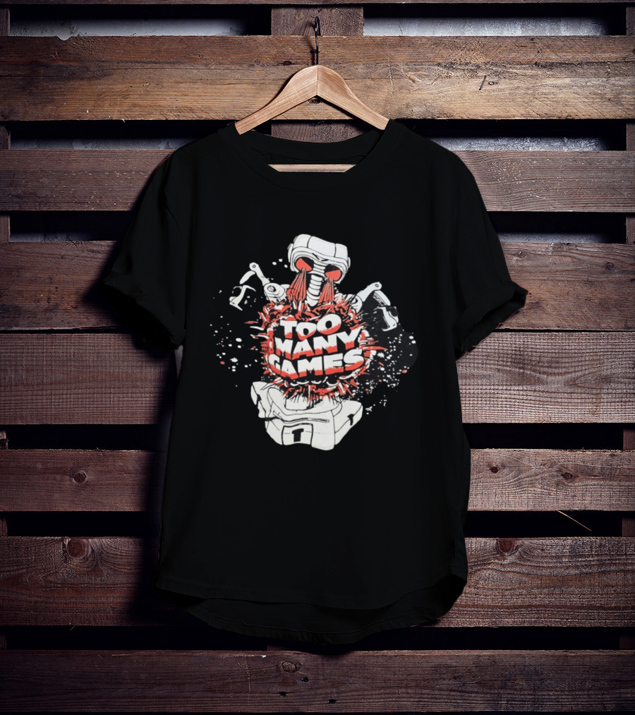 Too Many Games Robot Explosion Gamer T-Shirt