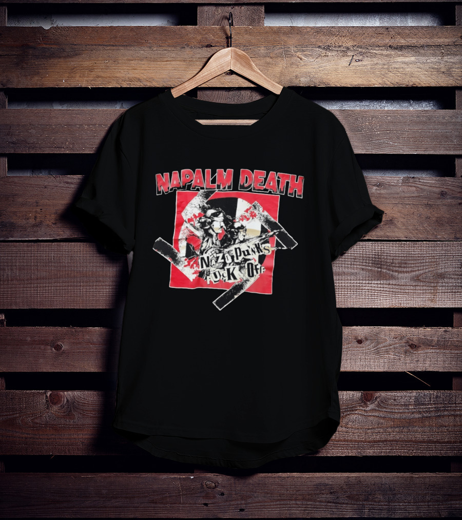 Napalm Death Nazi Punks Fuck Off Graphic Grindcore Band Merchandise T-Shirt