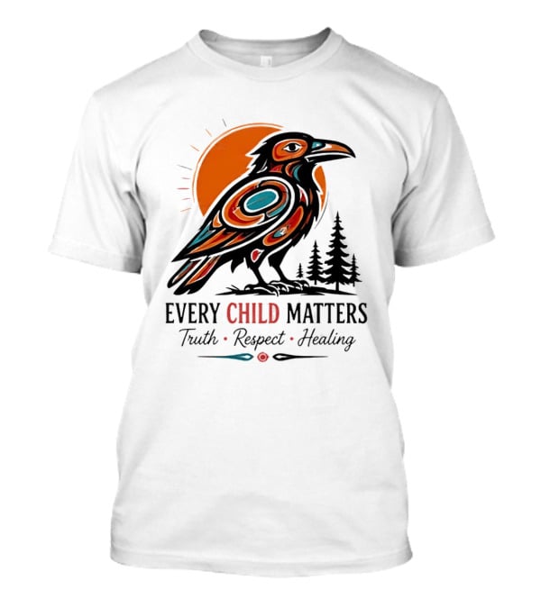 Every Child Matters Truth Respect Healing Raven With Sun And Trees T-Shirt