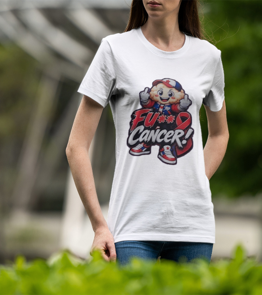 Fu Cancer BP Kid With Awareness Ribbon Support T-Shirt