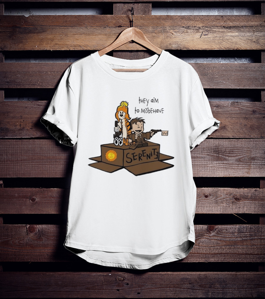 Malvin And Cobbes Serenity Hey Aim To Misbehave Box Gun Drawing T-Shirt
