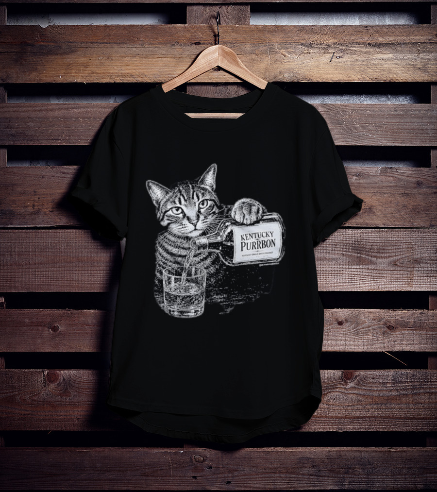 Kentucky Purrbon Cat Pouring Whiskey Bourbon T-Shirt