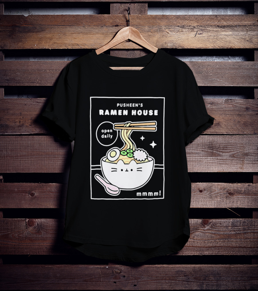 Pusheen's Ramen House Open Daily Noodles Kawaii Mmmm T-Shirt