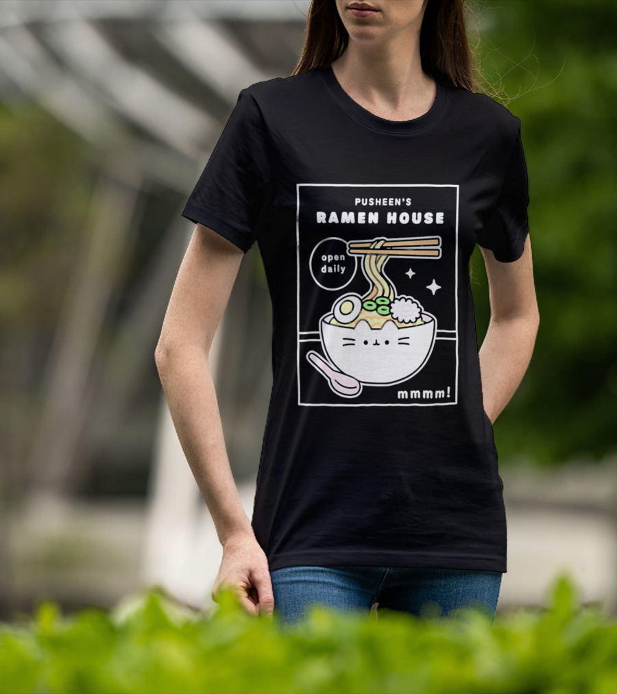 Pusheen's Ramen House Open Daily Noodles Kawaii Mmmm T-Shirt
