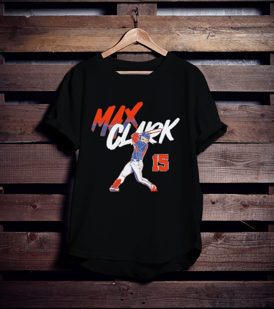 Max Clark Detroit Tigers 15 Baseball Player Hitting Action T-Shirt