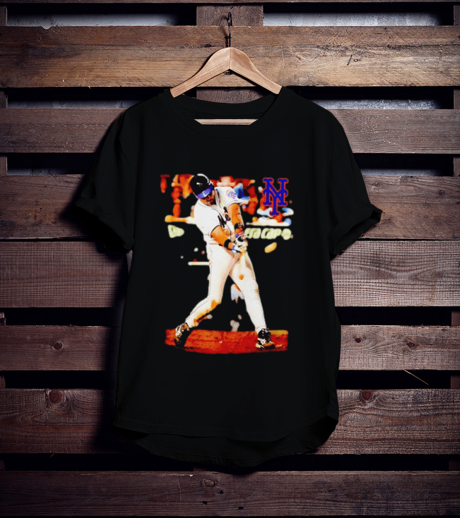 Mike Piazza New York Mets Batting Action MLB Player Swing T-Shirt