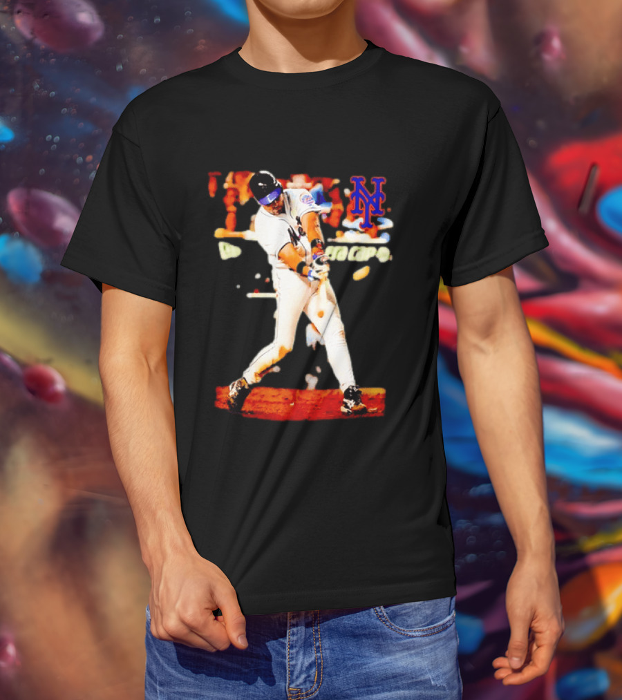 Mike Piazza New York Mets Batting Action MLB Player Swing T-Shirt
