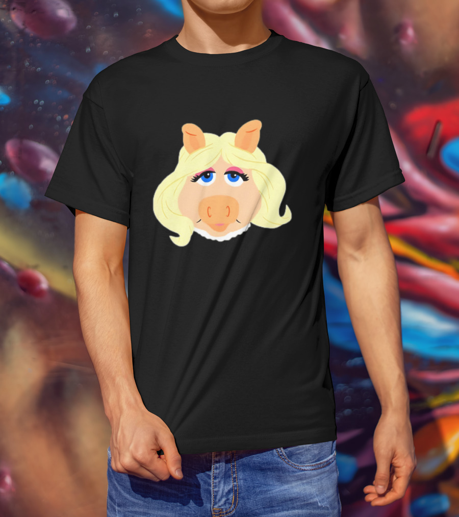 Miss Piggy Iconic Jim Henson's Muppets Character Blonde Hair Blue Eyes T-Shirt