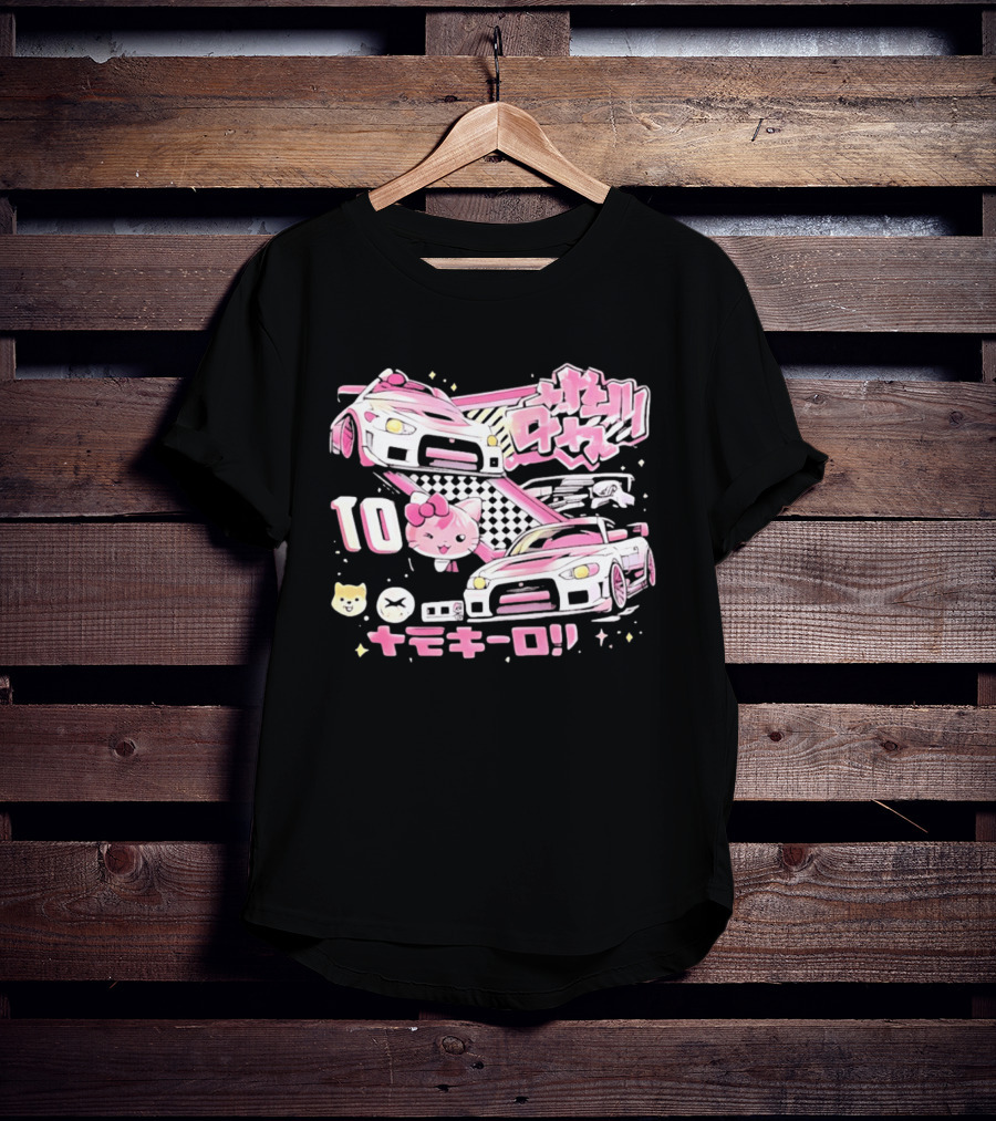 Hello Kitty Pink Racing Car Aesthetic JDM !! 10 Racing Cats T-Shirt