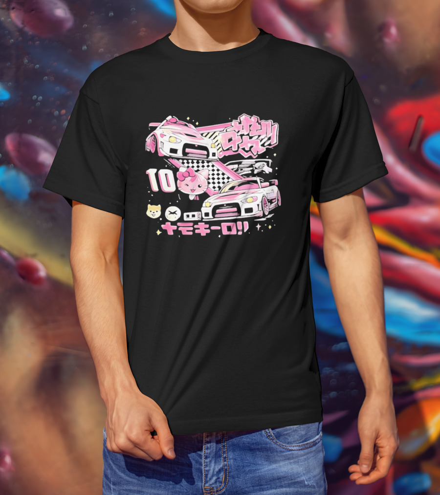 Hello Kitty Pink Racing Car Aesthetic JDM !! 10 Racing Cats T-Shirt
