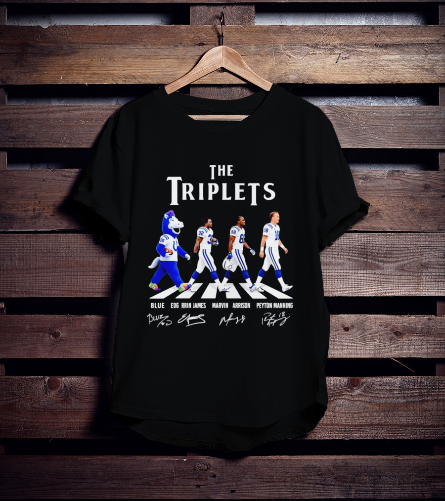 The Triplets Blue Edgerrin James Marvin Harrison Peyton Manning Indianapolis Colts T-Shirt