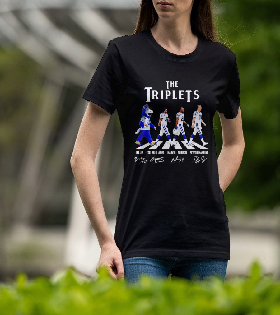 The Triplets Blue Edgerrin James Marvin Harrison Peyton Manning Indianapolis Colts T-Shirt