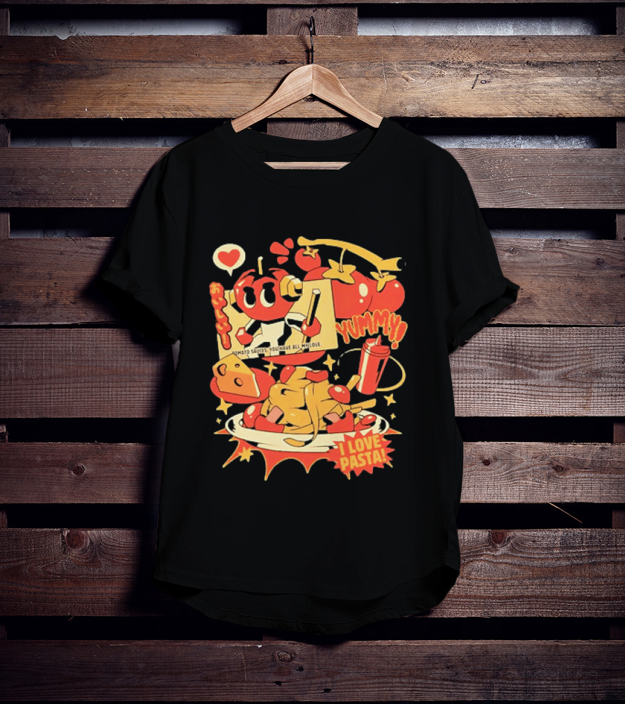 Tomato Sauces Yummy I Love Pasta With Cheese And Heart T-Shirt