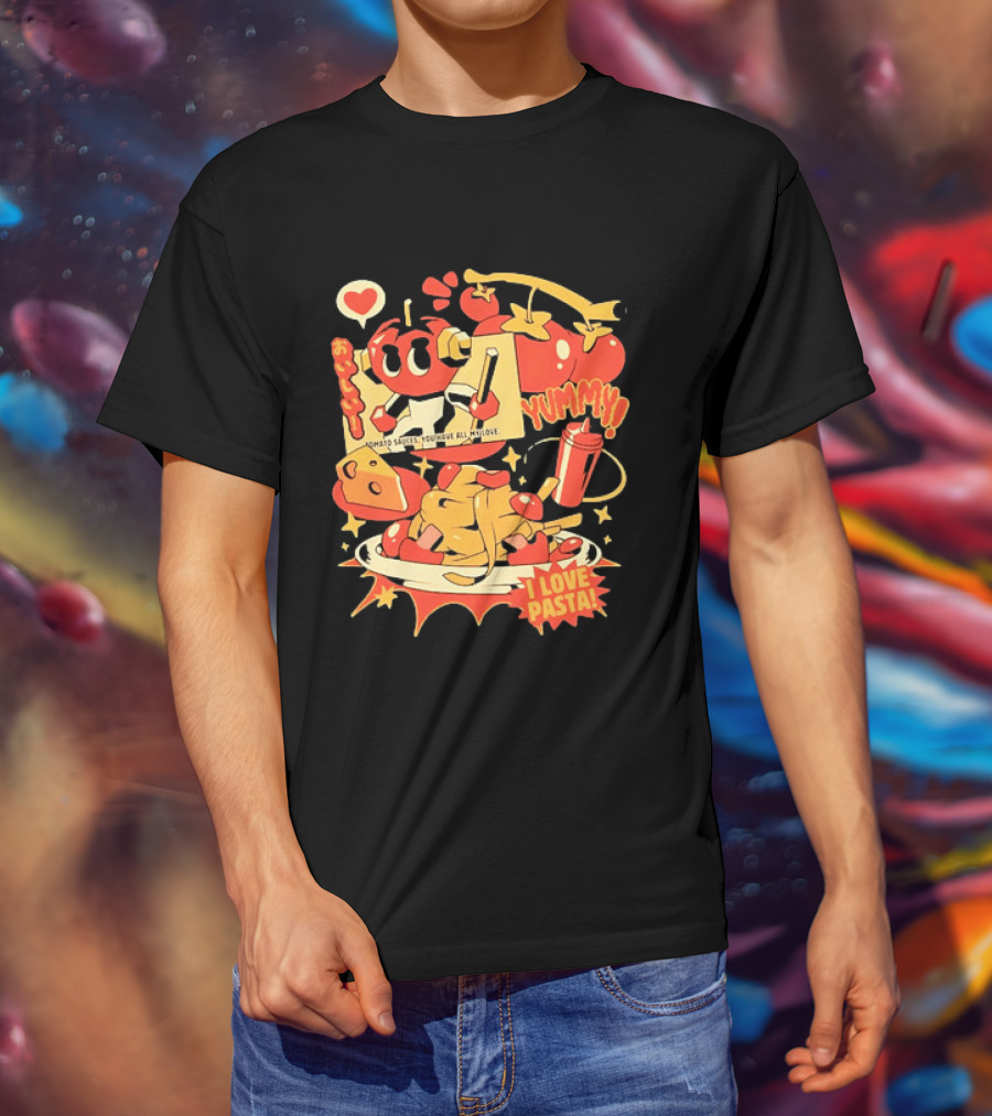 Tomato Sauces Yummy I Love Pasta With Cheese And Heart T-Shirt