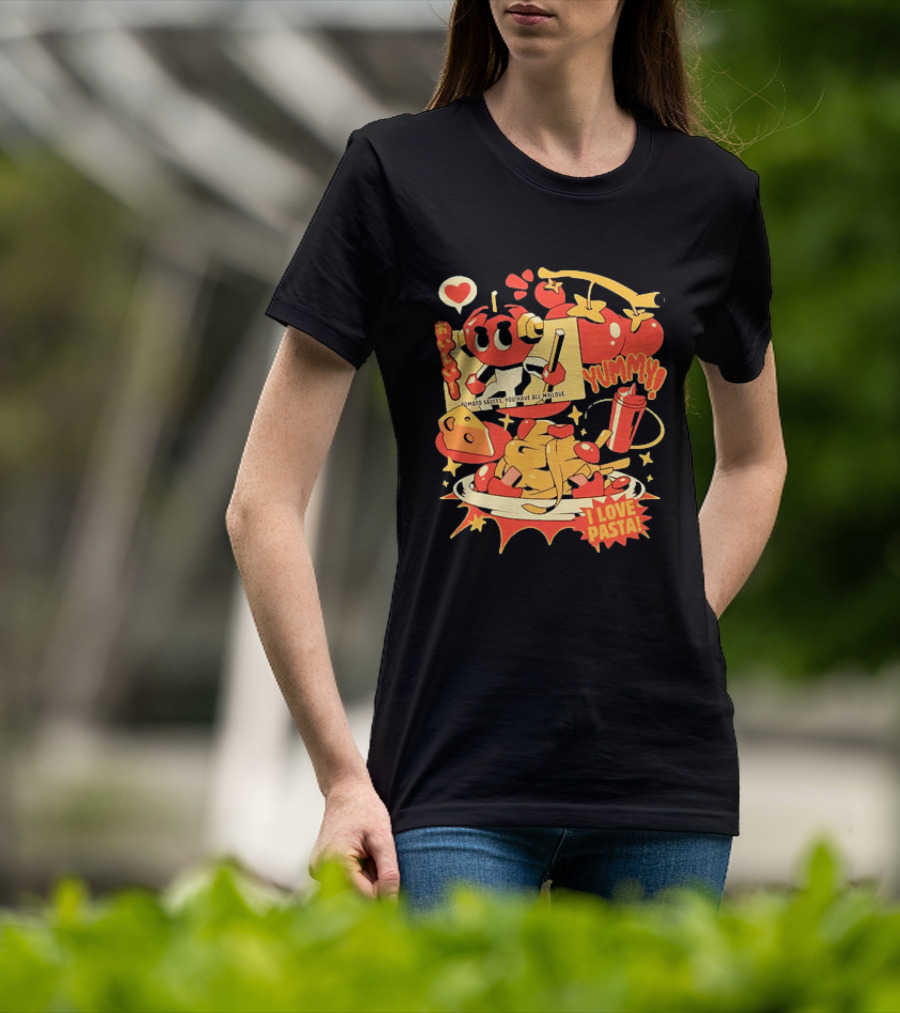 Tomato Sauces Yummy I Love Pasta With Cheese And Heart T-Shirt