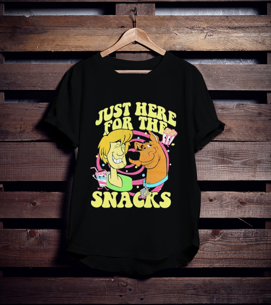 Scooby Doo Shaggy Just Here For The Snacks Popcorn Fun T-Shirt