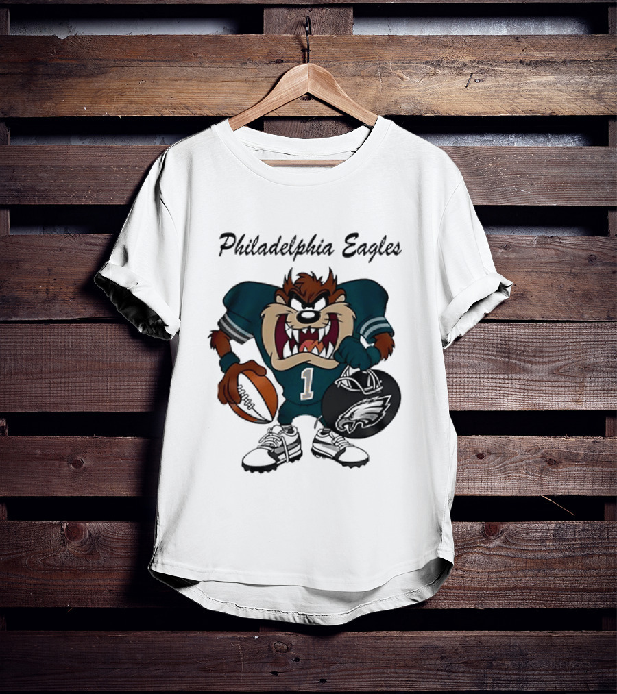 Philadelphia Eagles Taz Tasmanian Devil Football Player Cartoon T-Shirt