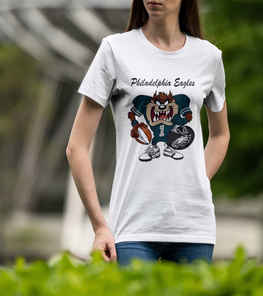 Philadelphia Eagles Taz Tasmanian Devil Football Player Cartoon T-Shirt
