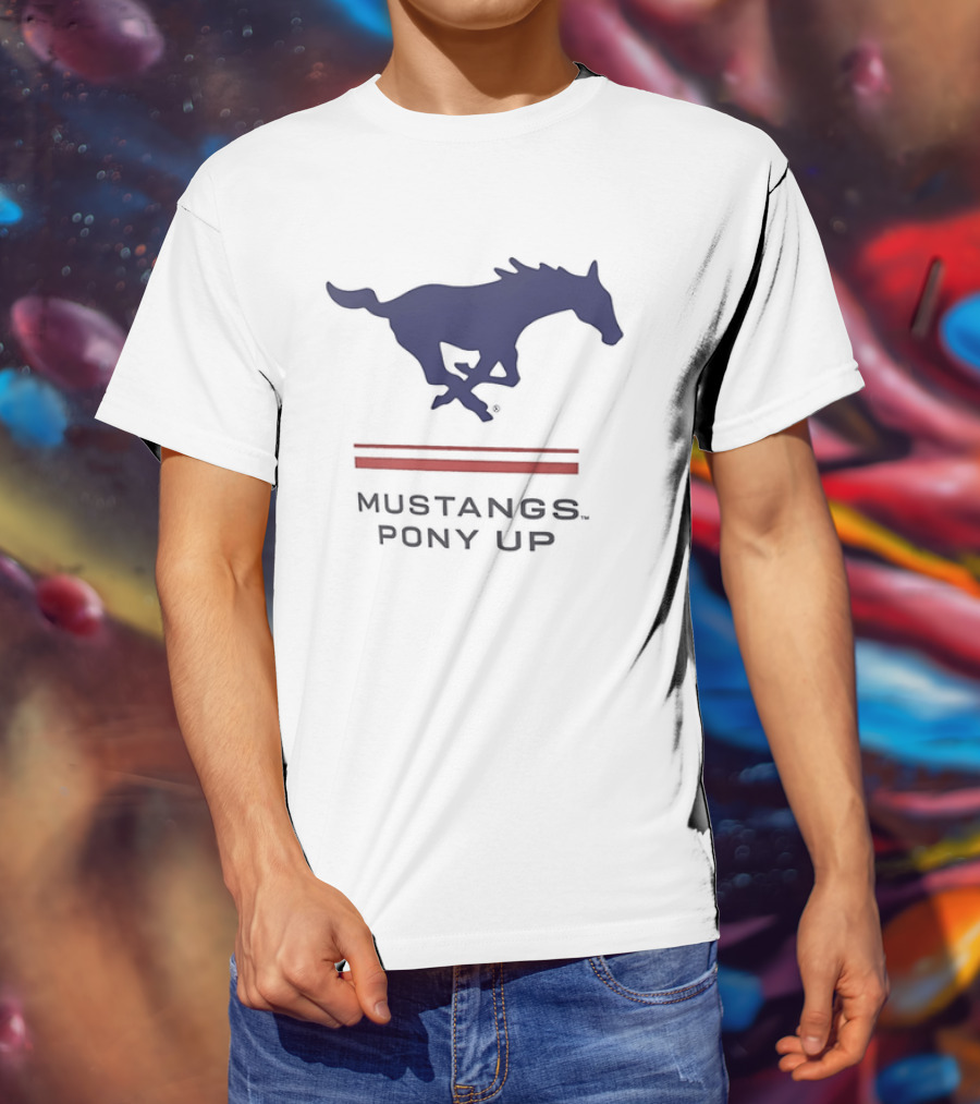 Southern Methodist University Mustangs Pony Up Text And Horse T-Shirt