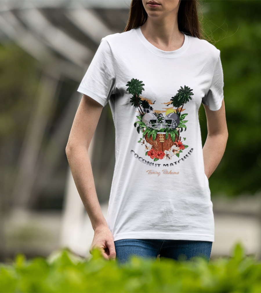 Tommy Bahama Coconut Matchup Football Tropical Palms Helmets Hibiscus T-Shirt