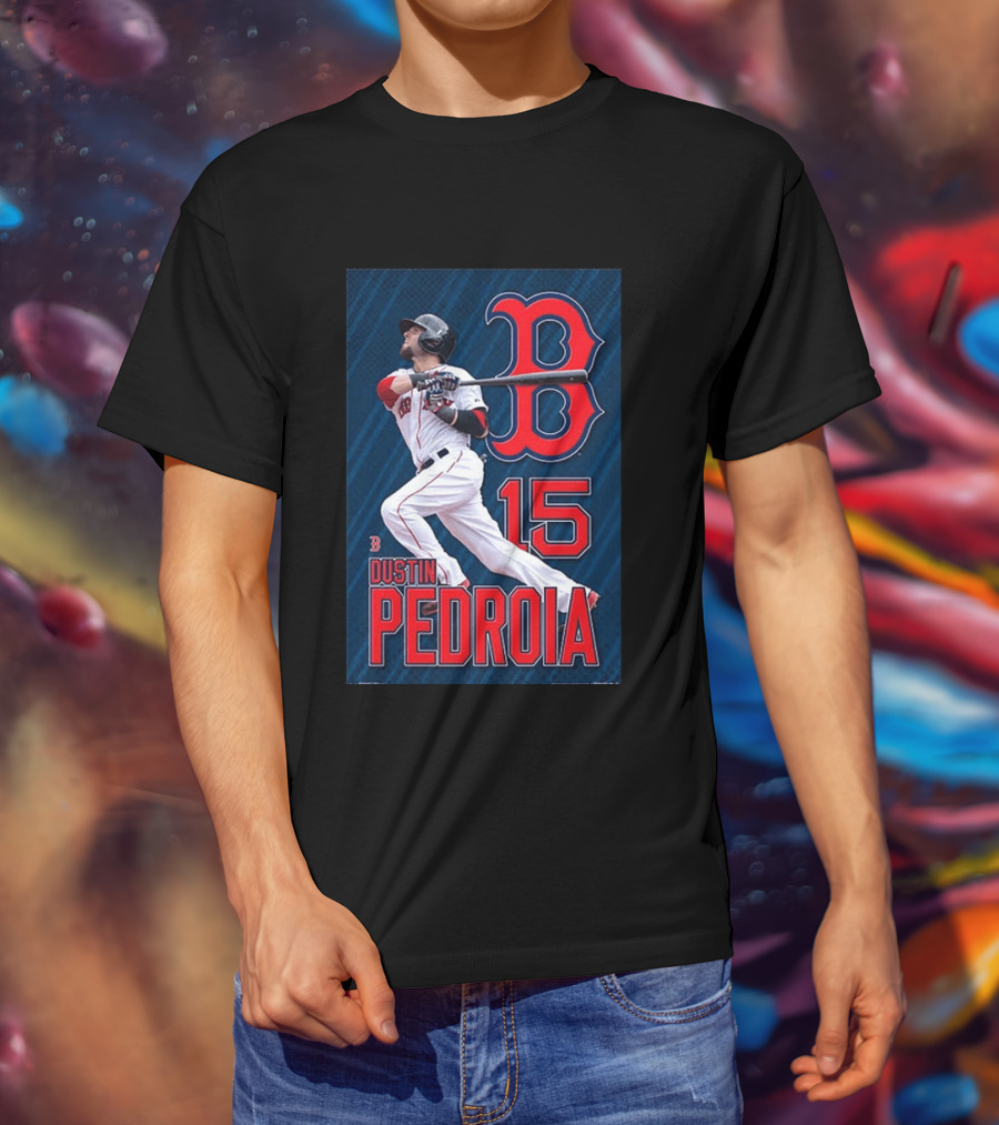 Dustin Pedroia Boston Red Sox 15 MLB Baseball Action T-Shirt