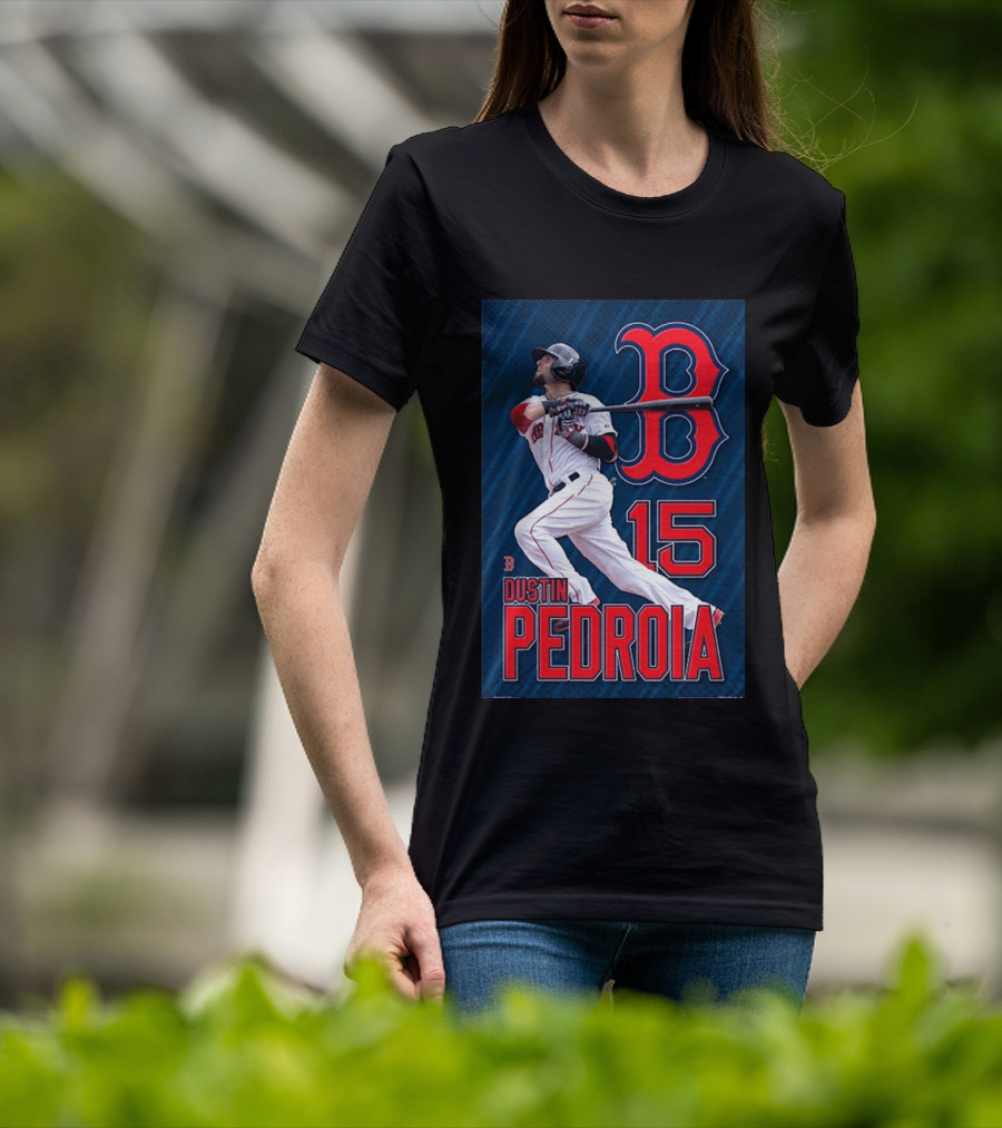 Dustin Pedroia Boston Red Sox 15 MLB Baseball Action T-Shirt