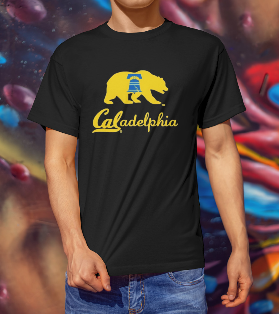 Caladelphia California Bear With Liberty Bell T-Shirt