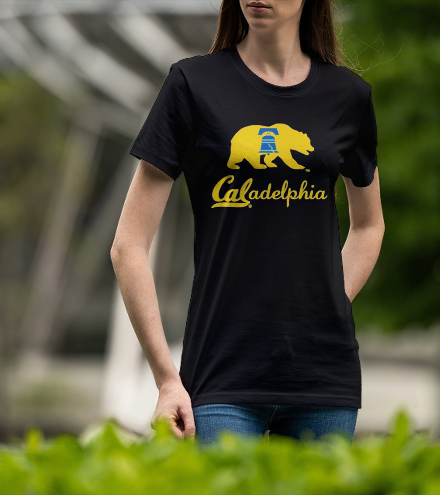 Caladelphia California Bear With Liberty Bell T-Shirt