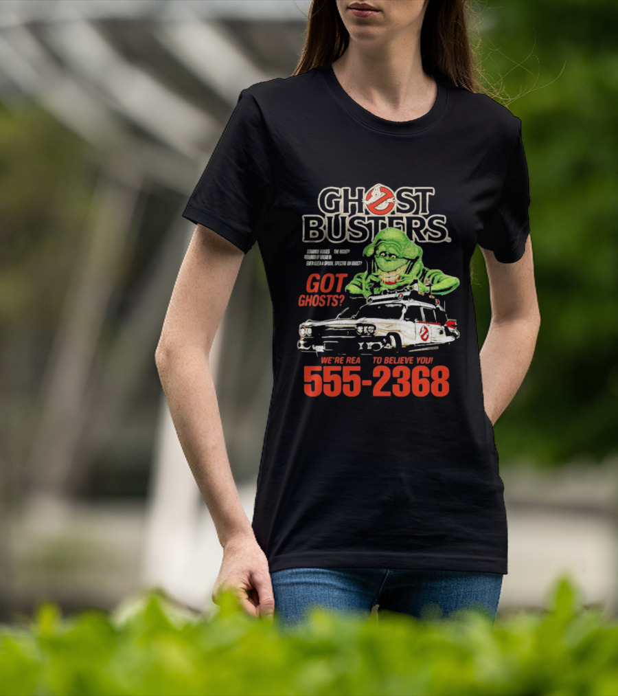 Ghostbusters Got Ghosts Ecto 1 Slimer We're Ready To Believe You 555 2368 T-Shirt