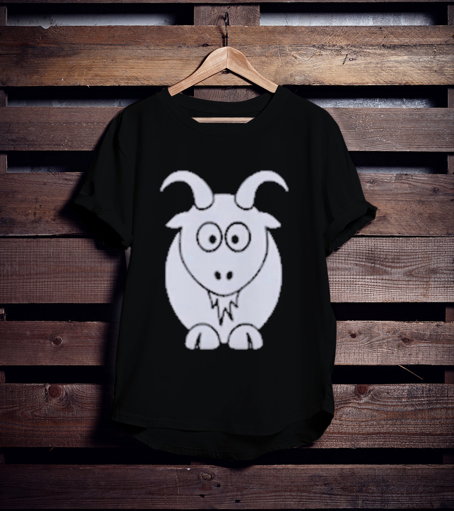 Cartoon Goat With Horns Cute Animal T-Shirt