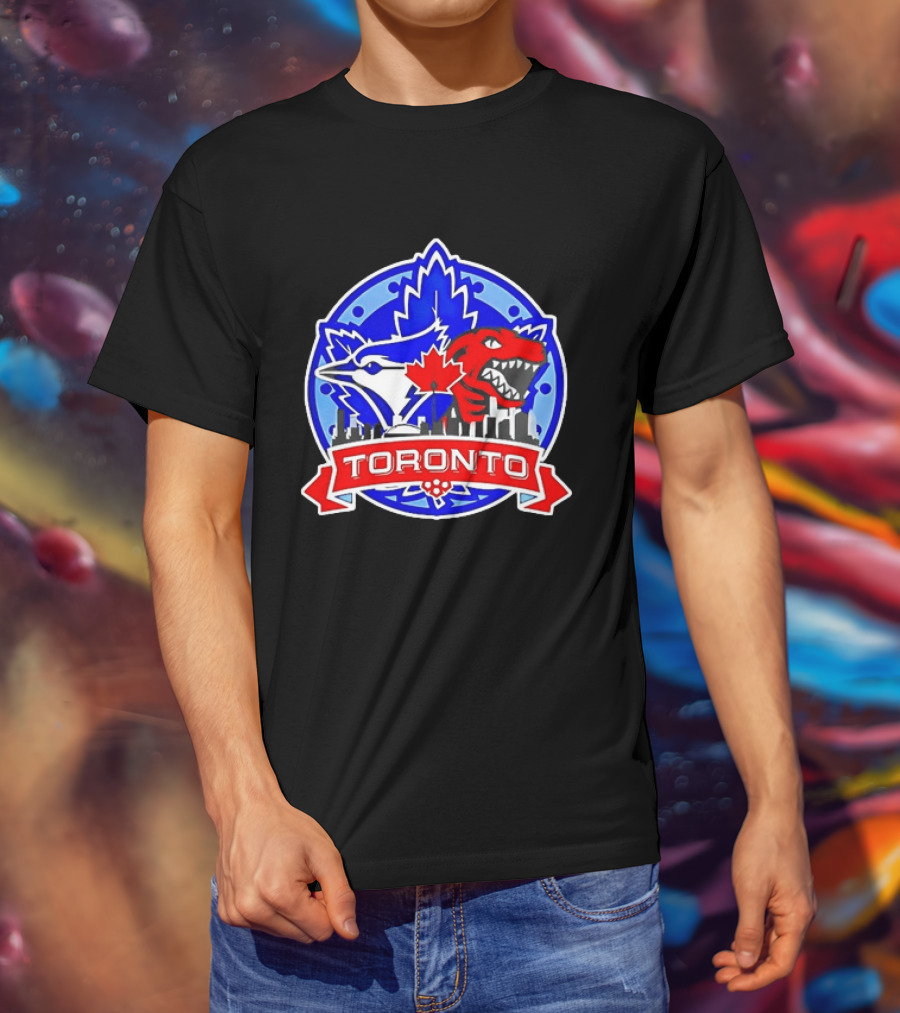 Toronto Raptors Blue Jays City Skyline Canada Leaf T-Shirt