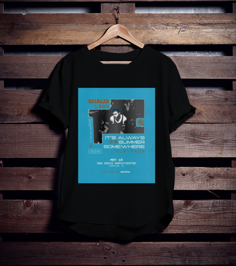 Khalid Lauv It's Always Summer Somewhere US Tour 2026 May 18 Red Rocks Amphitheatre Morrison CO Live Nation T-Shirt