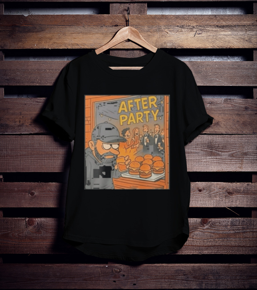 After Party Burger Cartoon With Drink In Hand T-Shirt