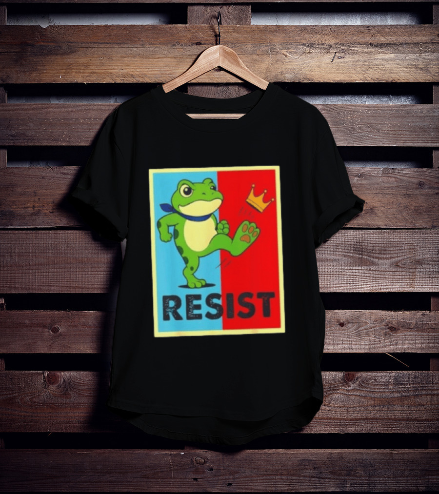 Resist Frog Kicking Crown Icon No Kings T-Shirt