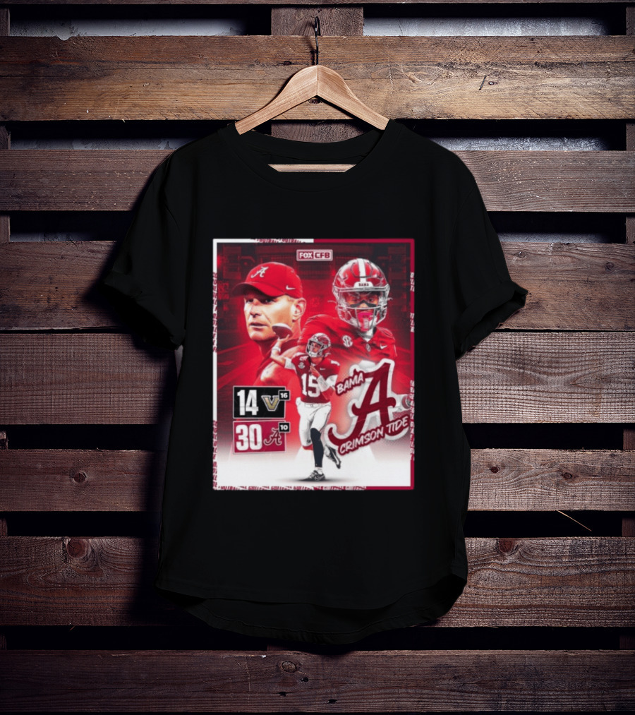Crimson Tide Triumph Over Vanderbilt 30 14 Featuring Head Coach Kalen DeBoer And Jalen Milroe T-Shirt