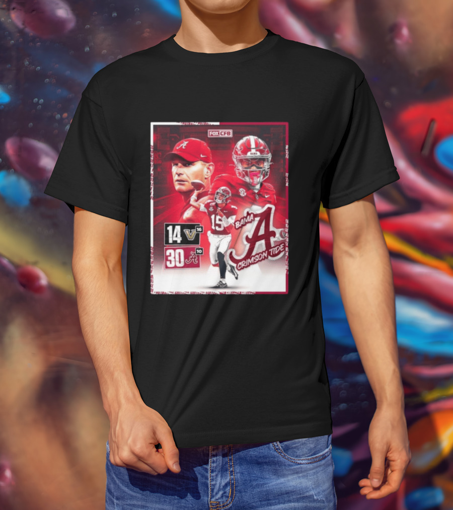 Crimson Tide Triumph Over Vanderbilt 30 14 Featuring Head Coach Kalen DeBoer And Jalen Milroe T-Shirt