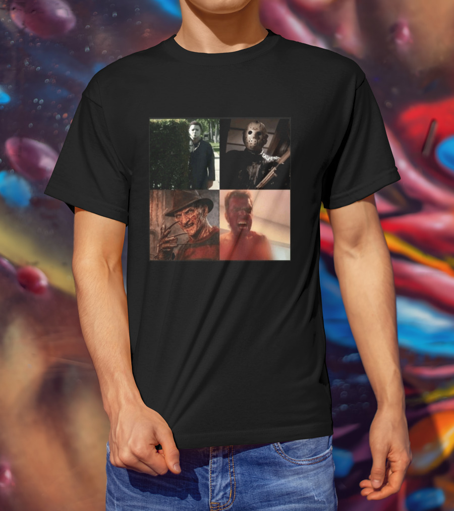 Perez Hilton Icons Horror Movie Legends Freddy Jason Michael Myers T-Shirt