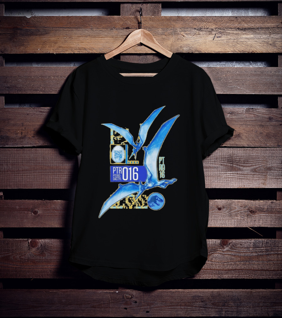 PTR 016 Pterodactyl Dinosaur Prehistoric QR Code Rex T-Shirt