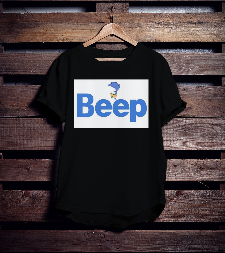 Looney Tunes Road Runner Beep Text Featuring Iconic Cartoon T-Shirt