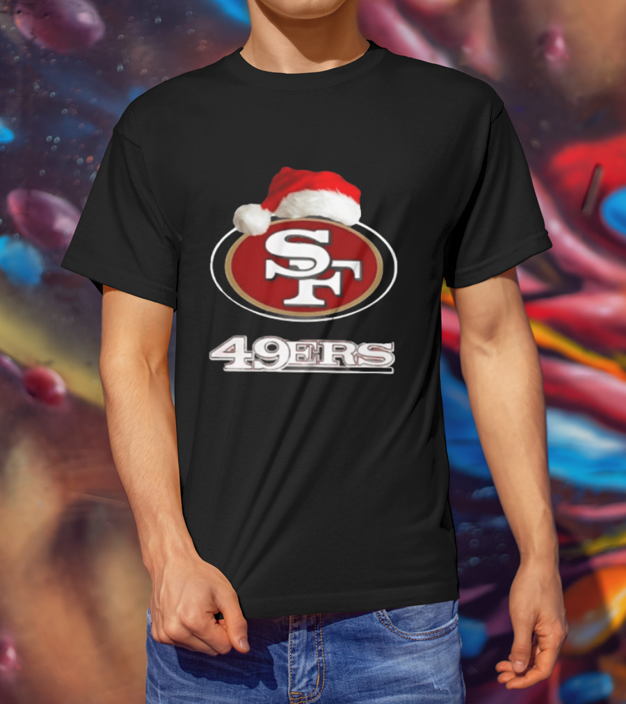 San Francisco 49ers 2025 Santa Hat Christmas Football 49ers T-Shirt