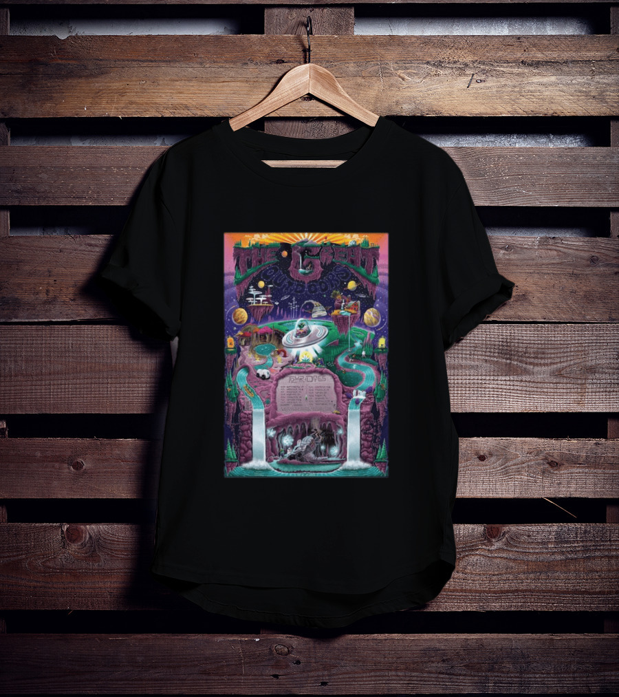 The Great Outdoors Fall Tour 2026 Cosmic Adventure Spaceships Waterfalls Planets T-Shirt
