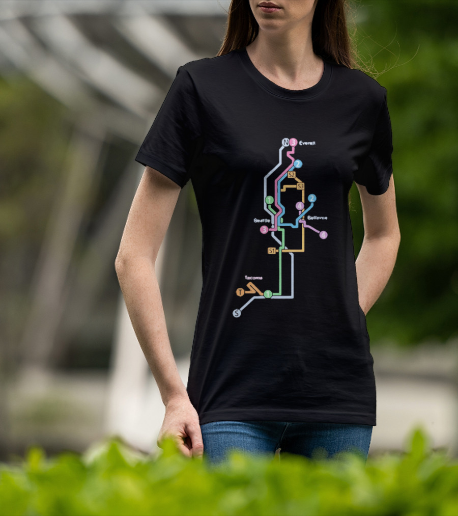 Seattle Tacoma Everett Bellevue Transit Map S1 S2 S3 Route Lines T-Shirt