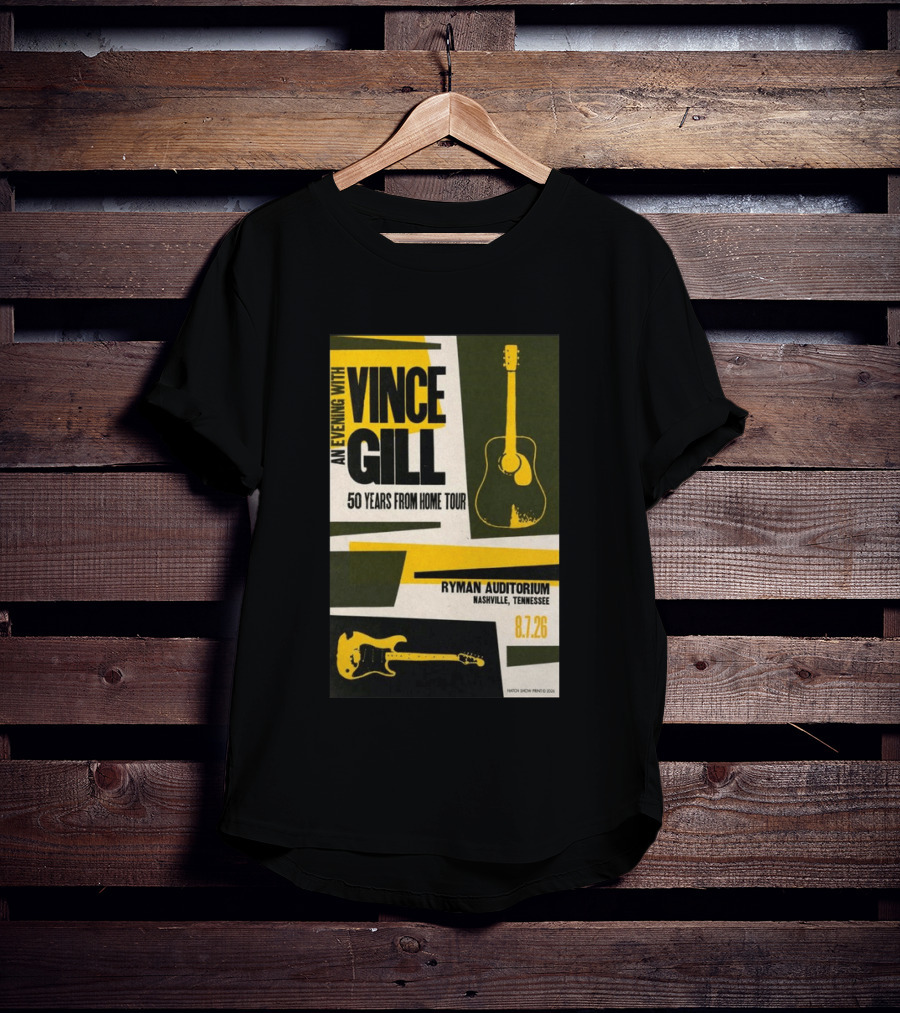 An Evening With Vince Gill 50 Years From Home Tour Ryman Auditorium Nashville August 7 2026 T-Shirt