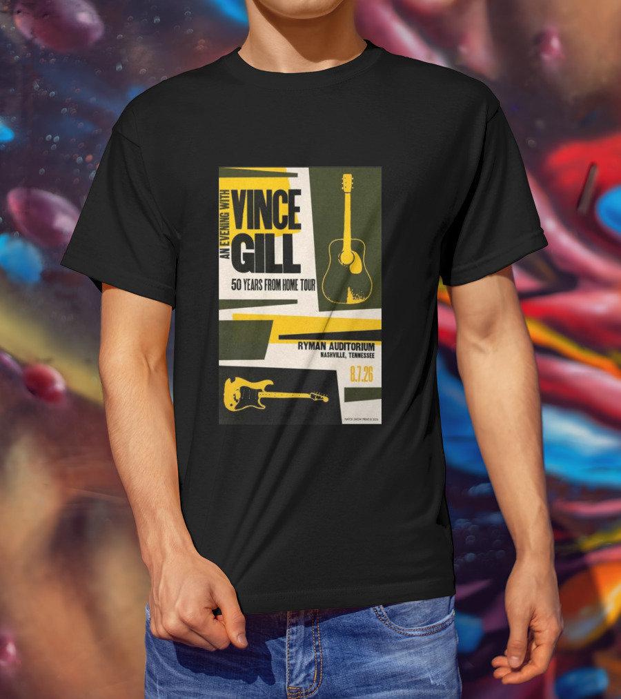 An Evening With Vince Gill 50 Years From Home Tour Ryman Auditorium Nashville August 7 2026 T-Shirt