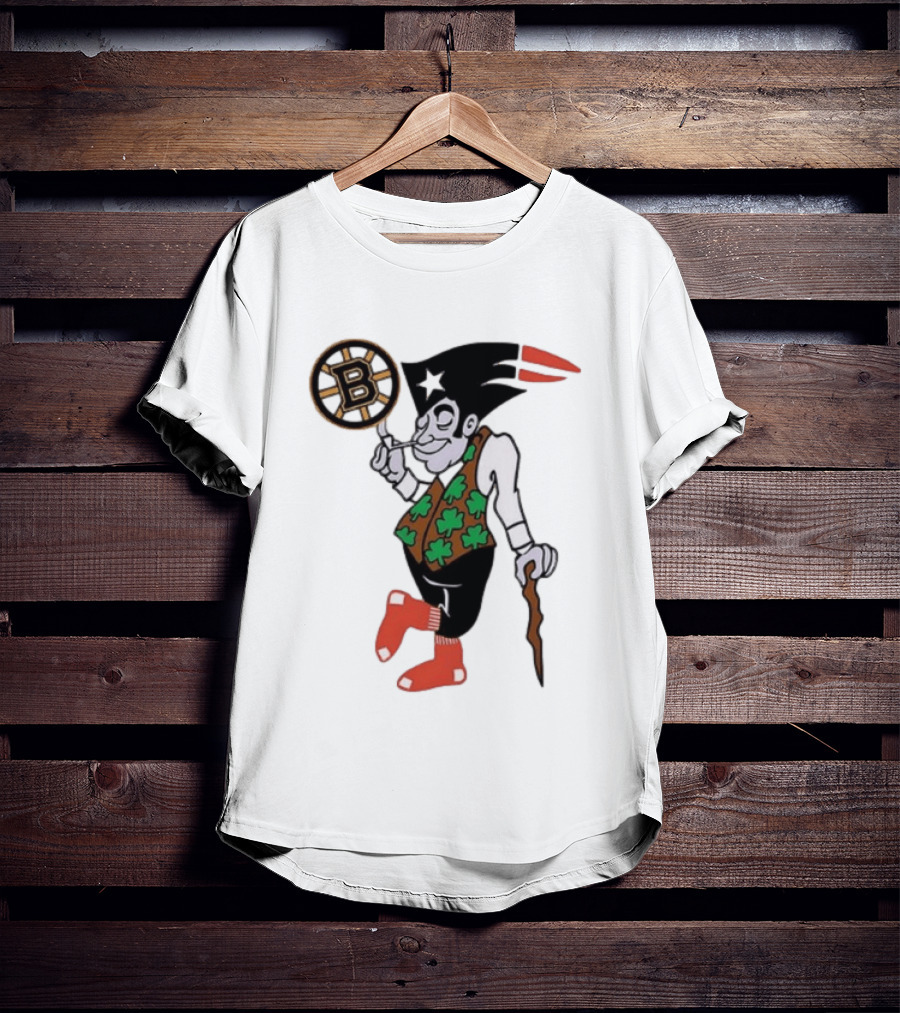 Boston All Sport Team Vintage Mascot With Clover And Cane T-Shirt