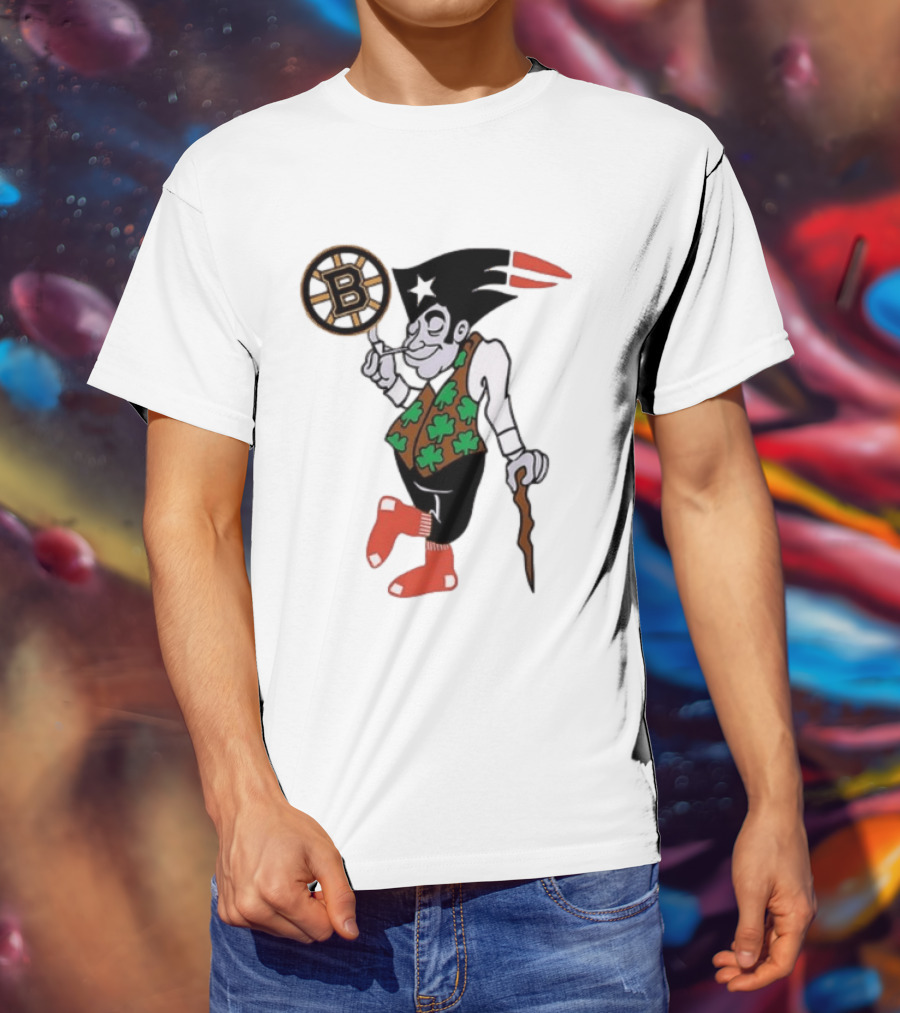 Boston All Sport Team Vintage Mascot With Clover And Cane T-Shirt